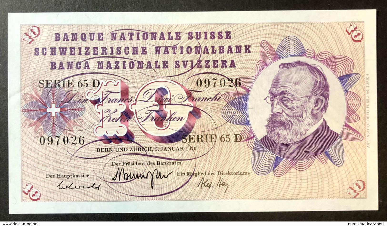 Svizzera 10 Francs Franken Franchi 1970 Spl/sup LOTTO 3336 - Suisse