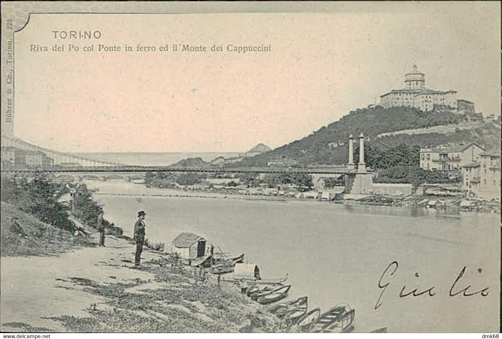 TORINO - RIVA DEL PO COL PONTE IN FERRO ED IL MONTE DEI CAPPUCCINI - SPEDITA 1900 (11571) - Fiume Po