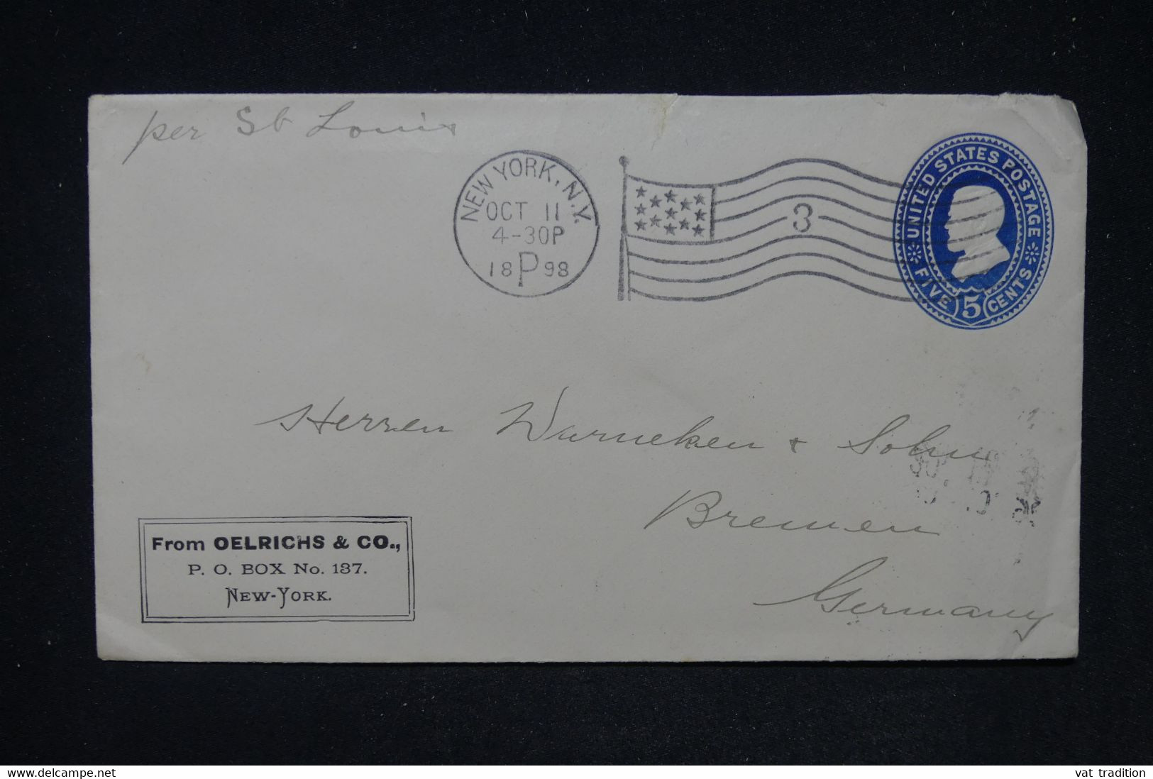 ETATS UNIS - Oblitération Mécanique De New York En 1898 Sur Entier Postal Pour L'Allemagne - L 131175 - ...-1900