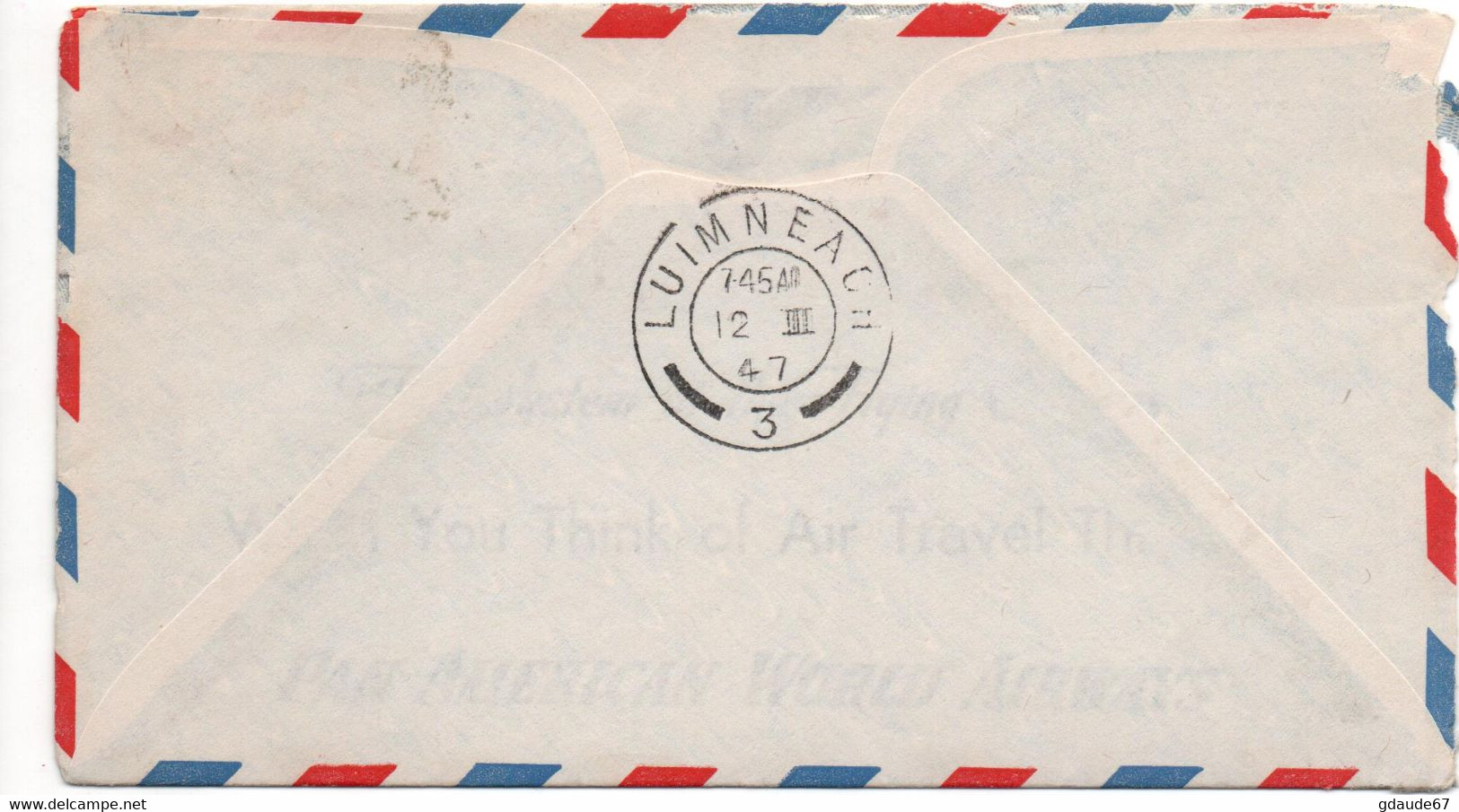 1947 - ENVELOPPE 1er PREMIER VOL / FIRST FLIGHT KARACHI INDIA TO LIMERICK EIRE - POSTE AERIENNE / AVION / AVIATION - Corréo Aéreo