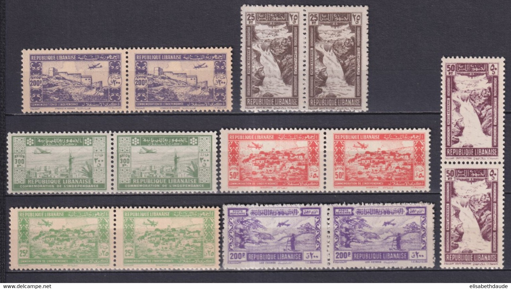 GRAND-LIBAN - 1943/45 - POSTE AERIENNE PETIT LOT PAIRES YVERT N°85/86+88/89+97/99 ** MNH ! - COTE = 206 EUR. - Nuovi