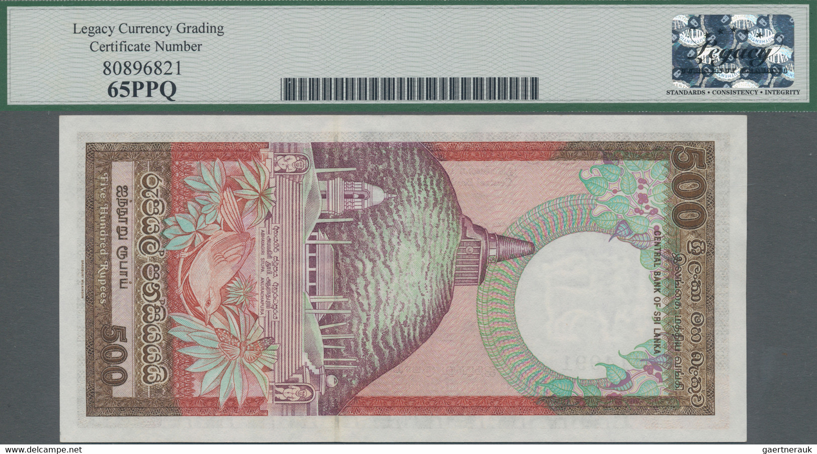 Sri Lanka: Central Bank Of Sri Lanka 500 Rupees 01.01.1987, P.100a, LCG Graded 6 - Sri Lanka