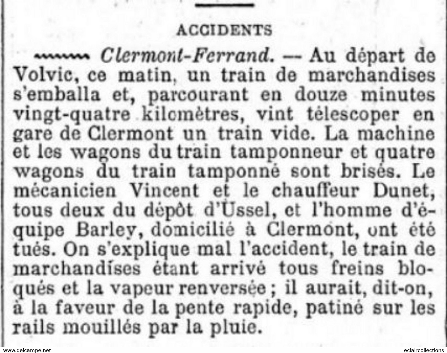 Clermond Ferrand       63      Accident De Chemin De Fer En Gare   .   Carte Photo   -  2  -           (voir Scan) - Clermont Ferrand