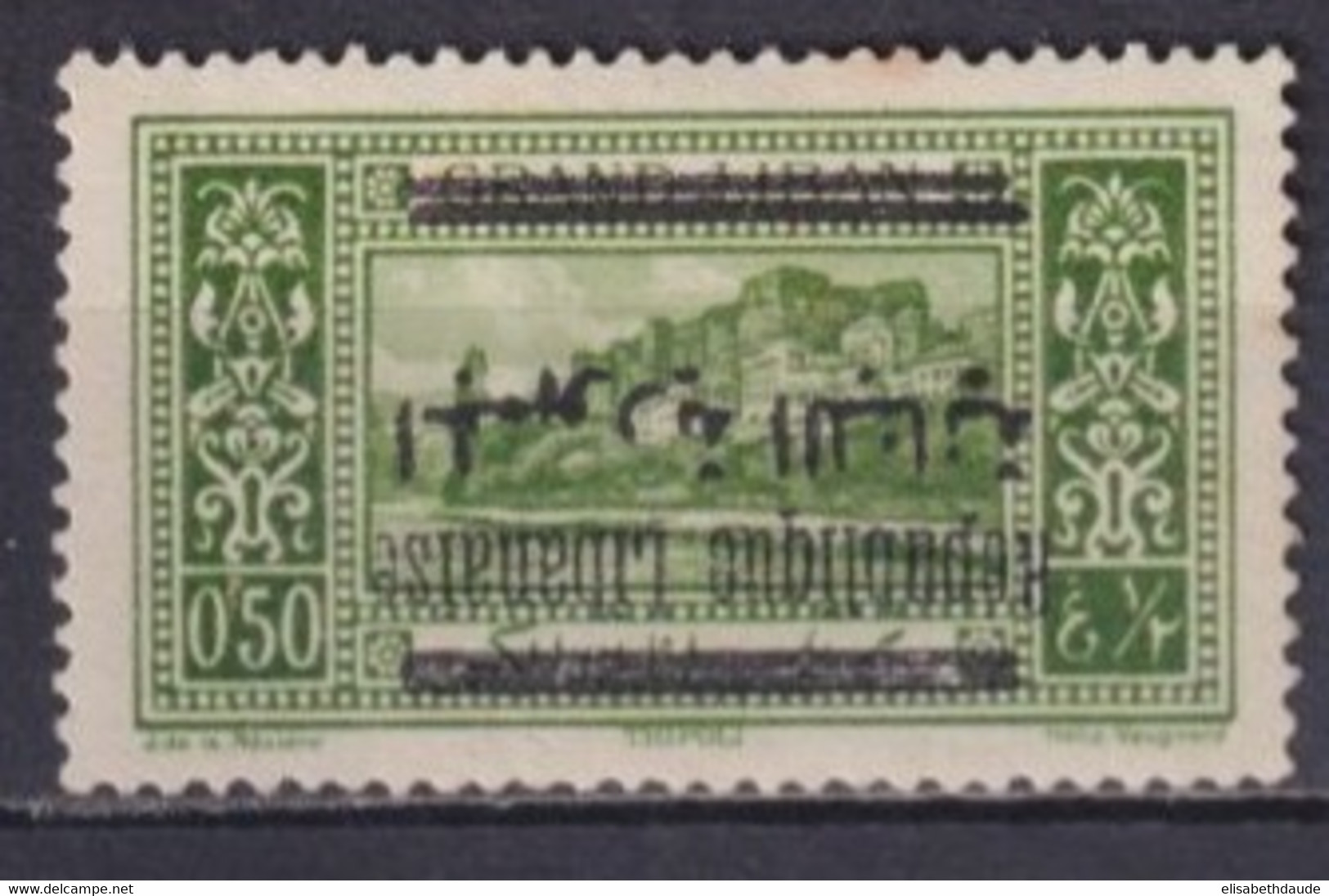 GRAND-LIBAN - 1928 - VARIETE SURCHARGE RENVERSEE YVERT N°99a * MH - COTE = 70 EUR. - Neufs