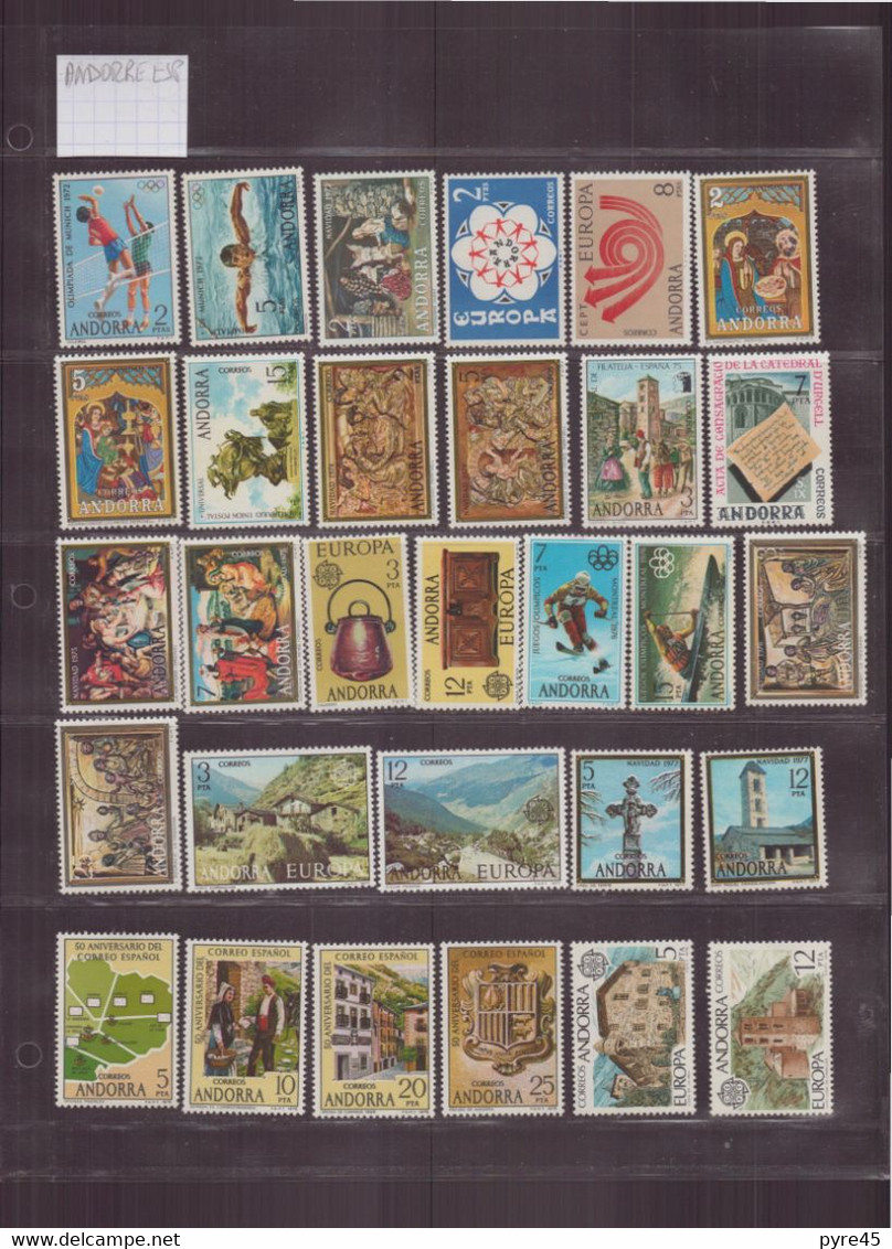 LOT TIMBRE ANDORRE ESPAGNOL ** TOUTE PERIODE 141 TIMBRES + 1 BF - Collections