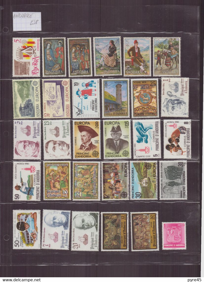LOT TIMBRE ANDORRE ESPAGNOL ** TOUTE PERIODE 141 TIMBRES + 1 BF - Collections