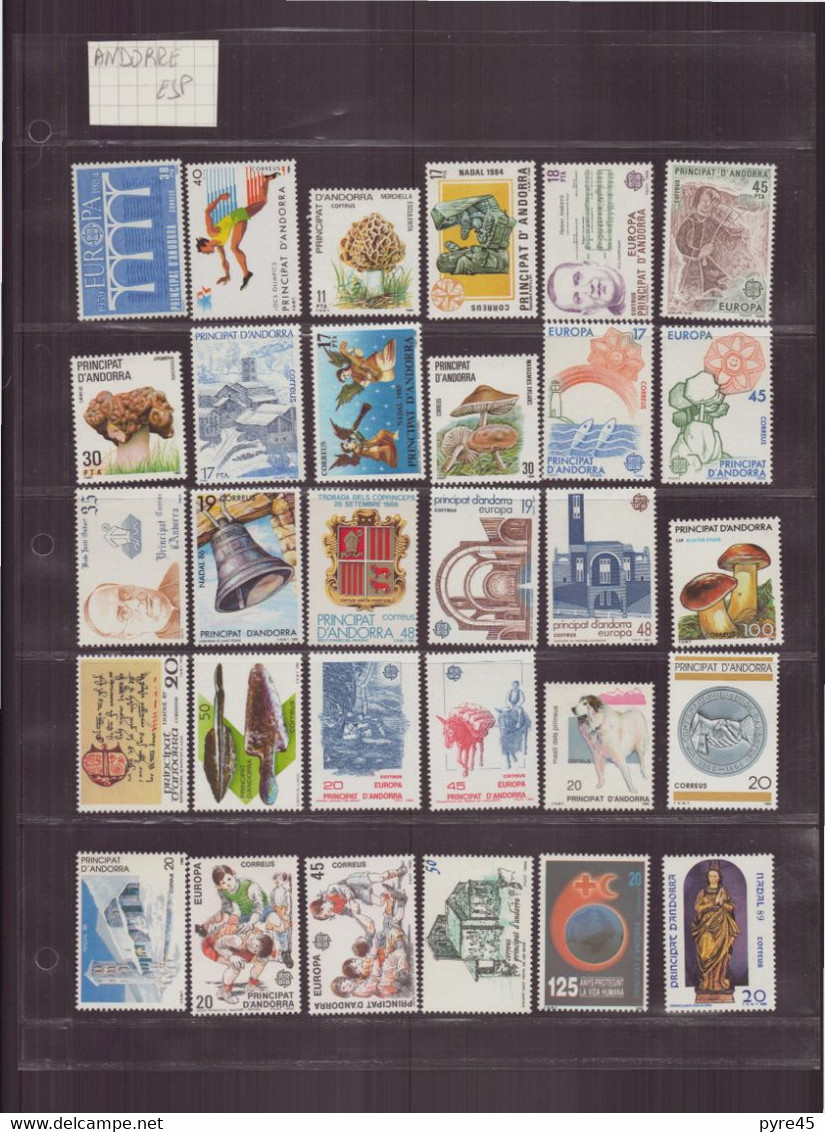 LOT TIMBRE ANDORRE ESPAGNOL ** TOUTE PERIODE 141 TIMBRES + 1 BF - Collections