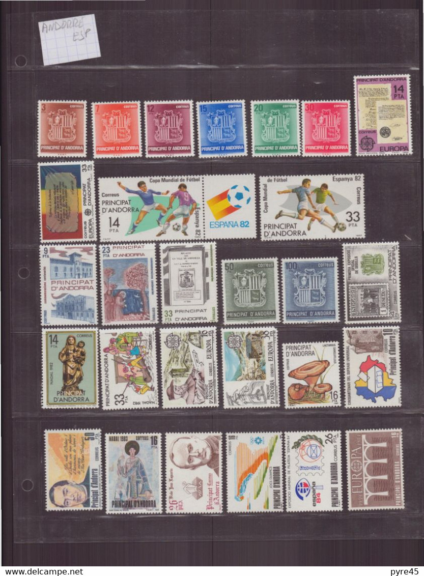 LOT TIMBRE ANDORRE ESPAGNOL ** TOUTE PERIODE 141 TIMBRES + 1 BF