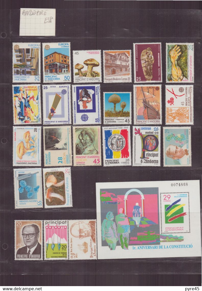 LOT TIMBRE ANDORRE ESPAGNOL ** TOUTE PERIODE 141 TIMBRES + 1 BF