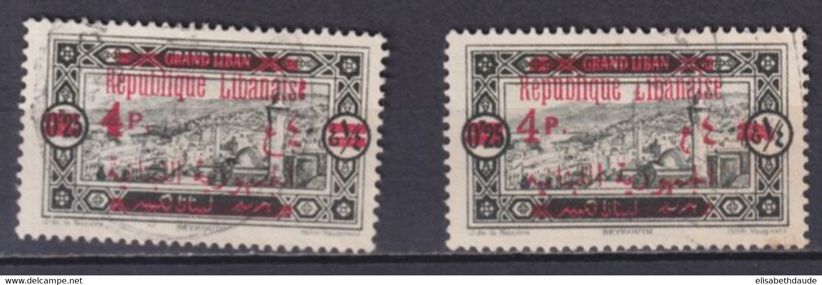 GRAND-LIBAN - 1928 - VARIETE SURCHARGE "4" - YVERT N°119 OBLITERES - - Used Stamps
