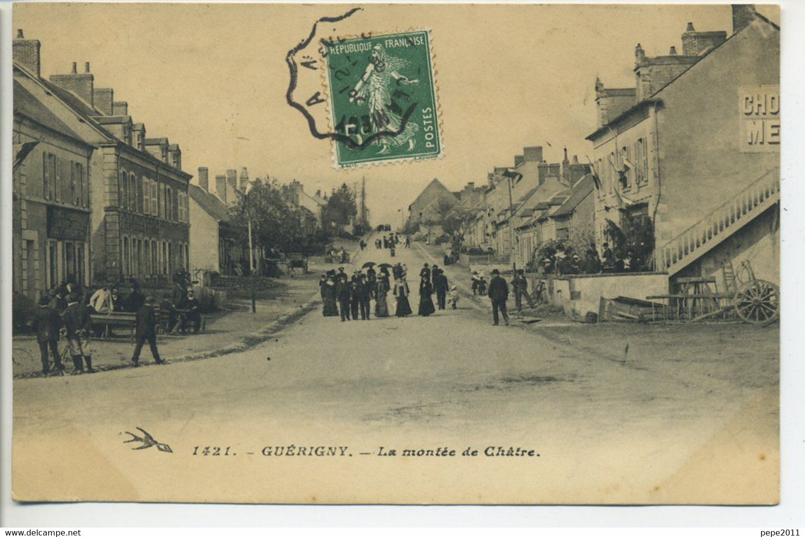 CPA 58 GUERIGNY Montée De Châtre Animation Maisons Cachet Convoyeur Clamecy > Nevers - Guerigny