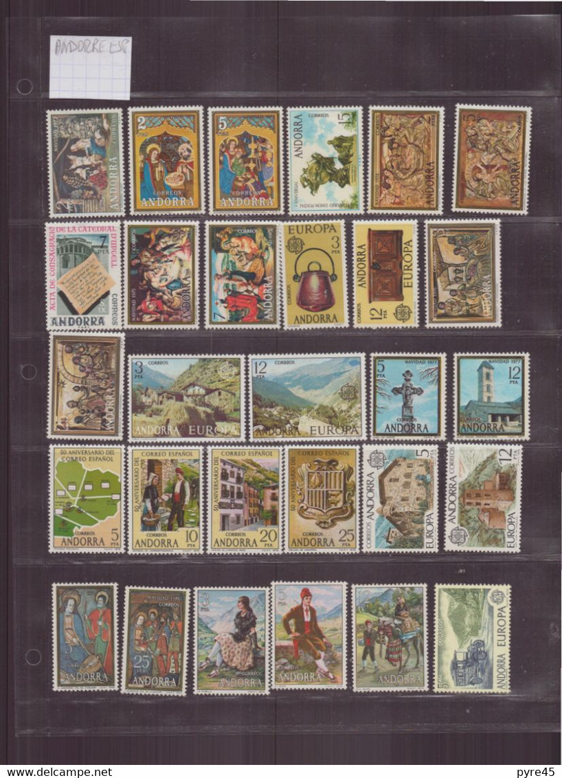 LOT TIMBRE ANDORRE ESPAGNOL ** TOUTE PERIODE 110 TIMBRES - Collections