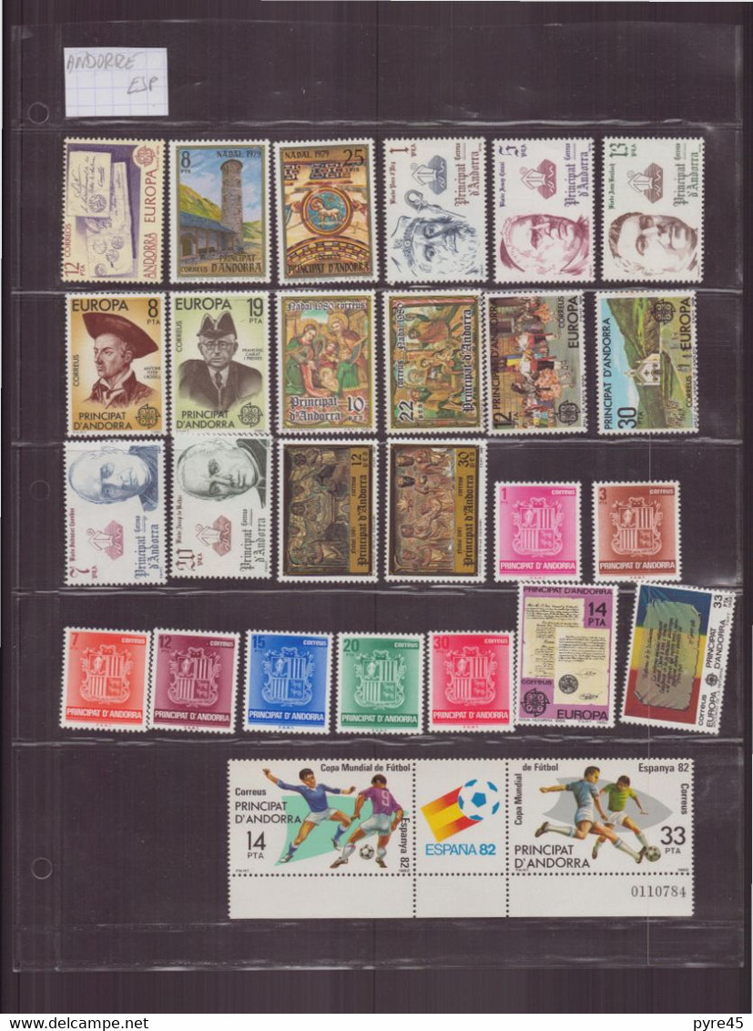 LOT TIMBRE ANDORRE ESPAGNOL ** TOUTE PERIODE 110 TIMBRES - Collections