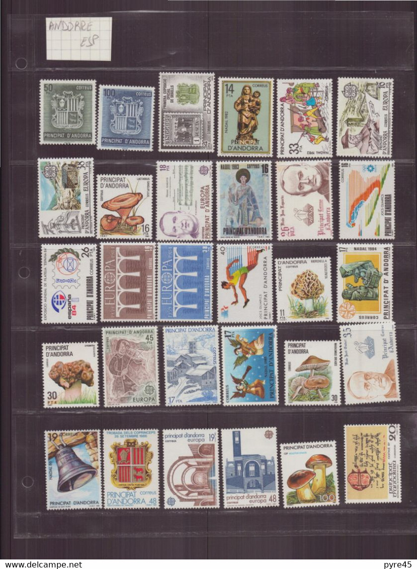 LOT TIMBRE ANDORRE ESPAGNOL ** TOUTE PERIODE 110 TIMBRES - Collections