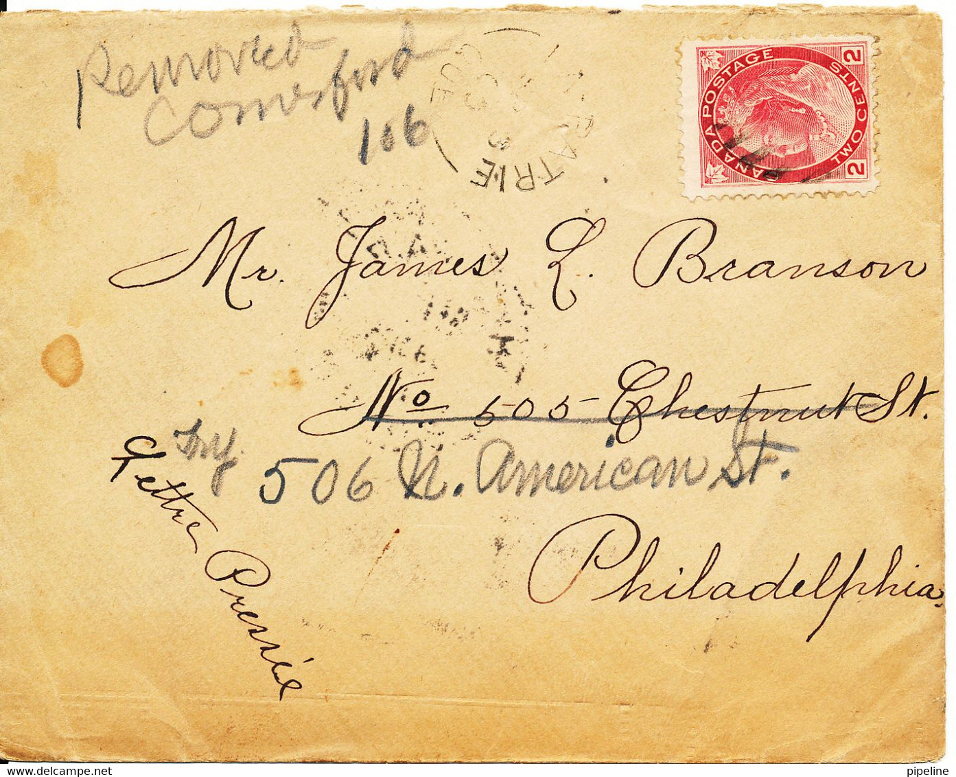 Canada Little Cover Sent To USA La Patrie 3-9-1900 Received In Philadelphia 5-9-1900 - Brieven En Documenten