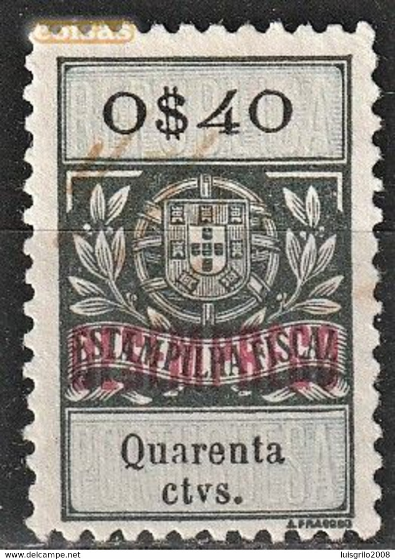 Revenue/ Fiscal, Portugal - 1929, Overprinted DESEMPREGO/ Unemployment -|- 0$40 - Usati