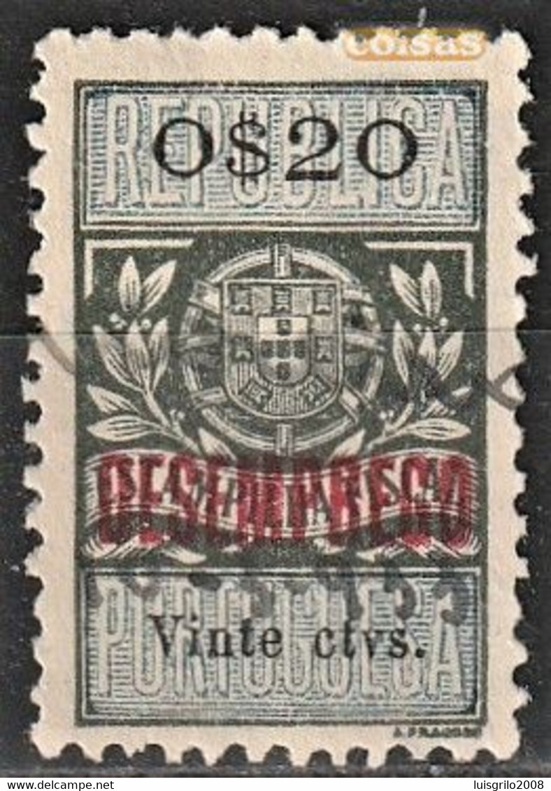 Revenue/ Fiscal, Portugal - 1929, Overprinted DESEMPREGO/ Unemployment -|- 0$20 - Oblitérés