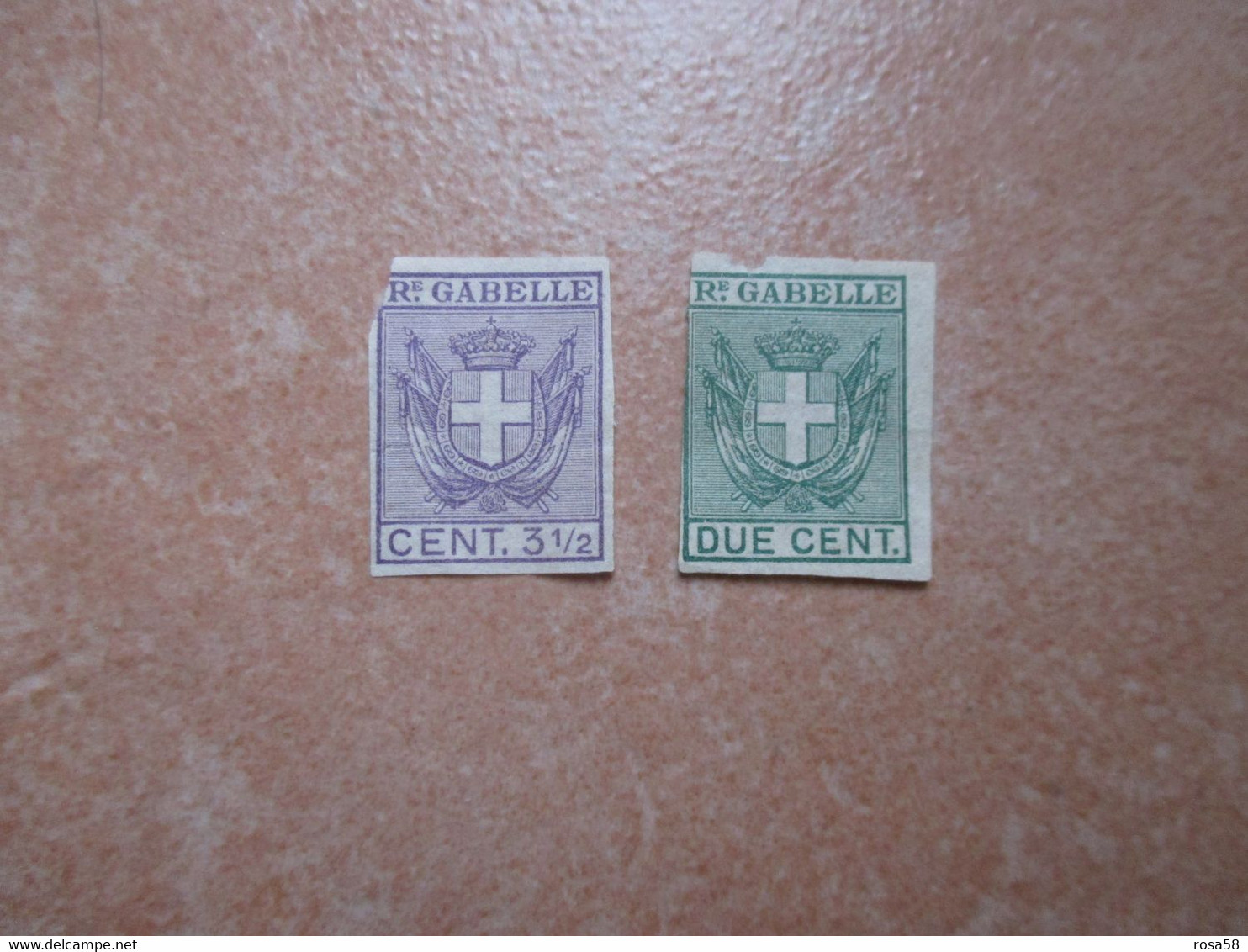 REGNO D'ITALIA N.2 Marche REALI GABELLE Cent. 3 1/2 E CENT. 2 - Steuermarken