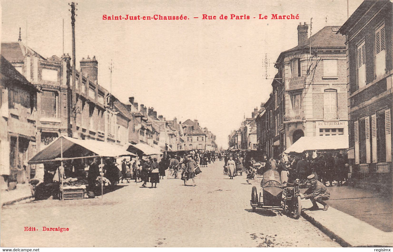 60-SAINT JUST EN CHAUSSEE-RUE DE PARIS JOUR DE MARCHE-N°2046-B/0111 - Saint Just En Chaussee