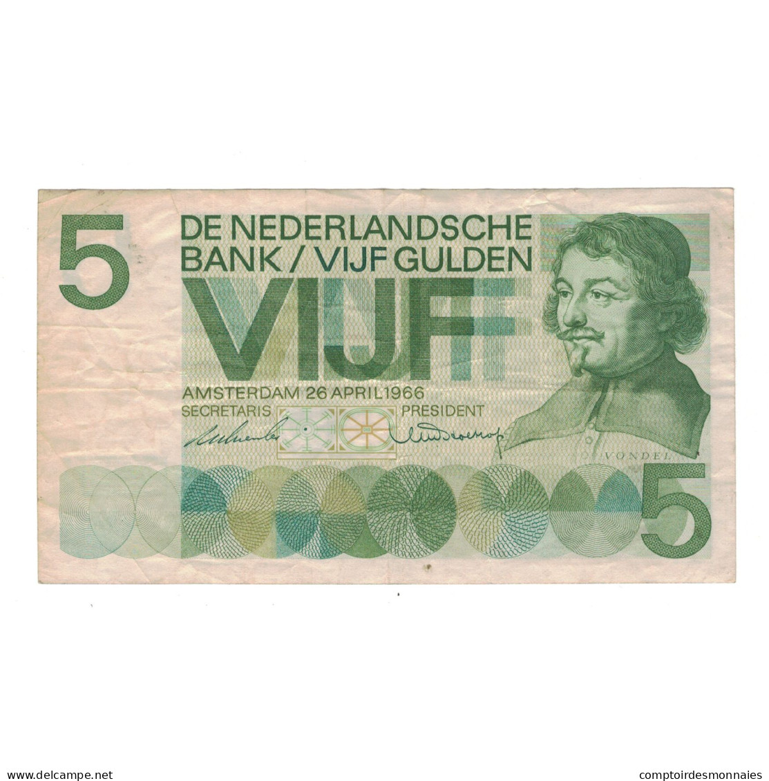 Billet, Pays-Bas, 5 Gulden, 1966, 1966-04-26, KM:90a, TTB - 5 Florín Holandés (gulden)