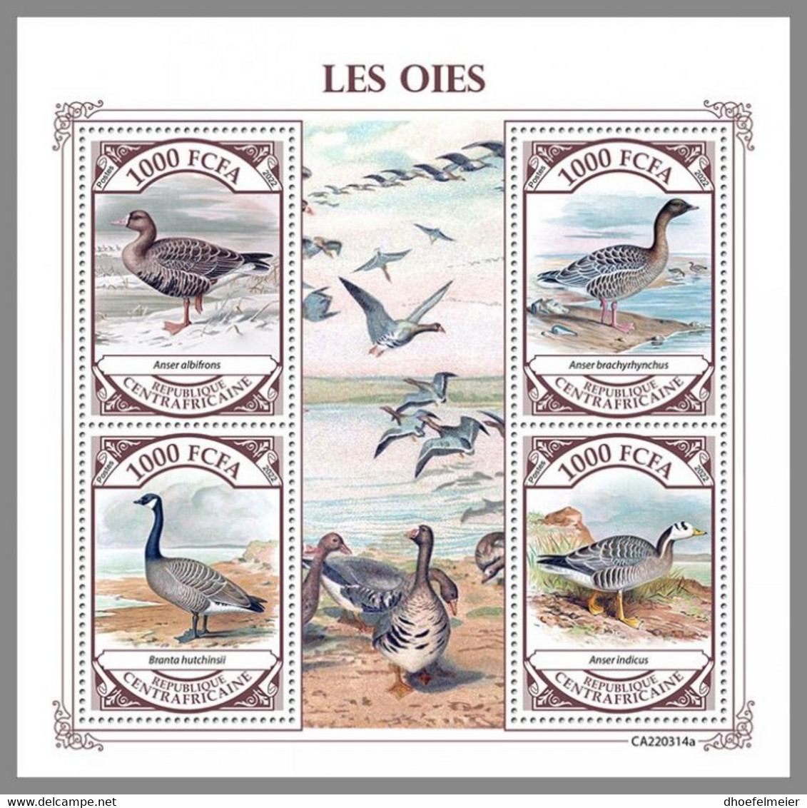 CENTRALAFRICA 2022 MNH Geese Gänse Oies M/S - OFFICIAL ISSUE - DHQ2236 - Oies