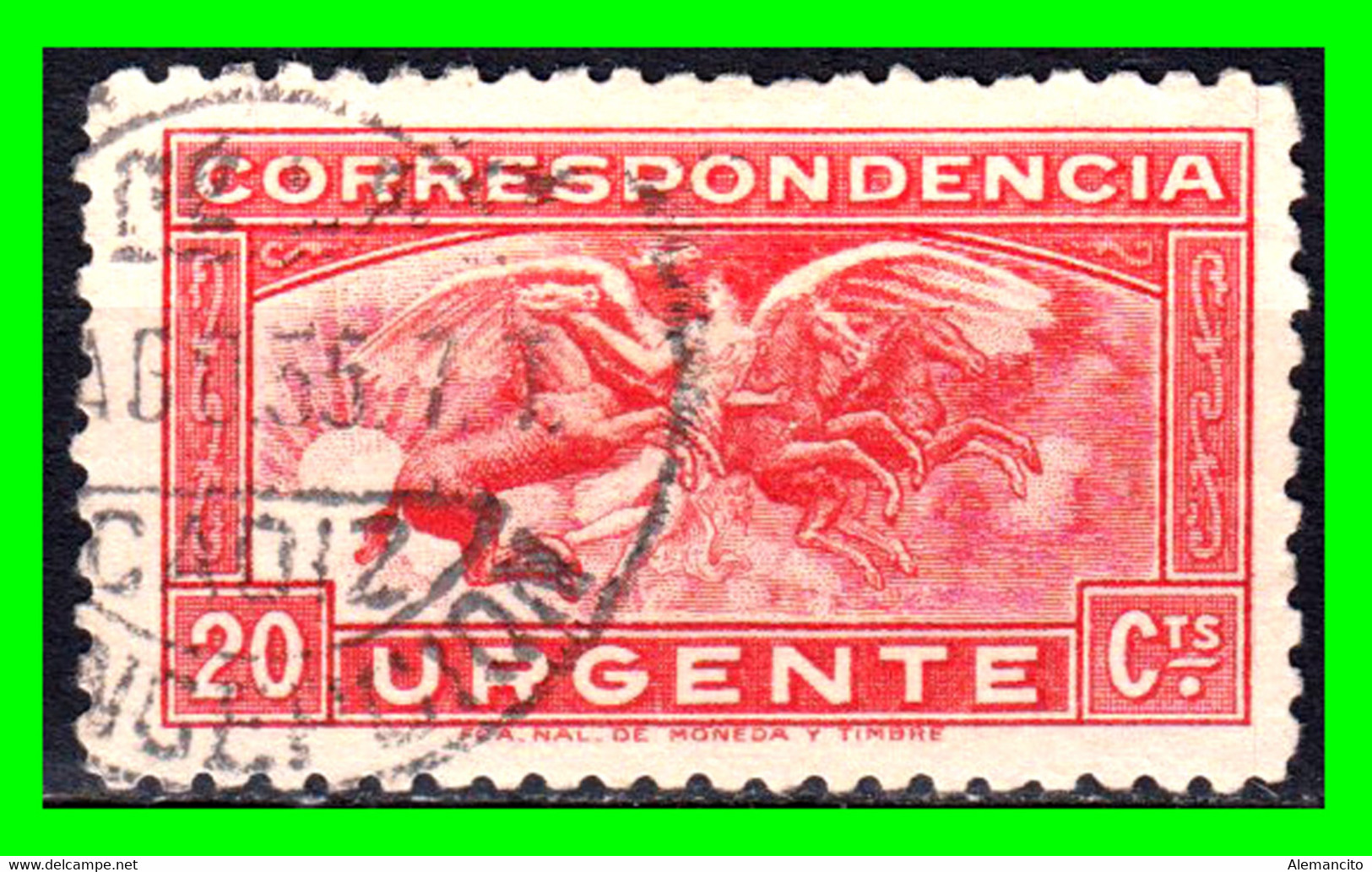 ESPAÑA ( EUROPA ) SELLO DEL AÑO 1933 CORRESPÒNDENCIA URGENTE ( ANGEL Y CABALLOS ) - Espresso