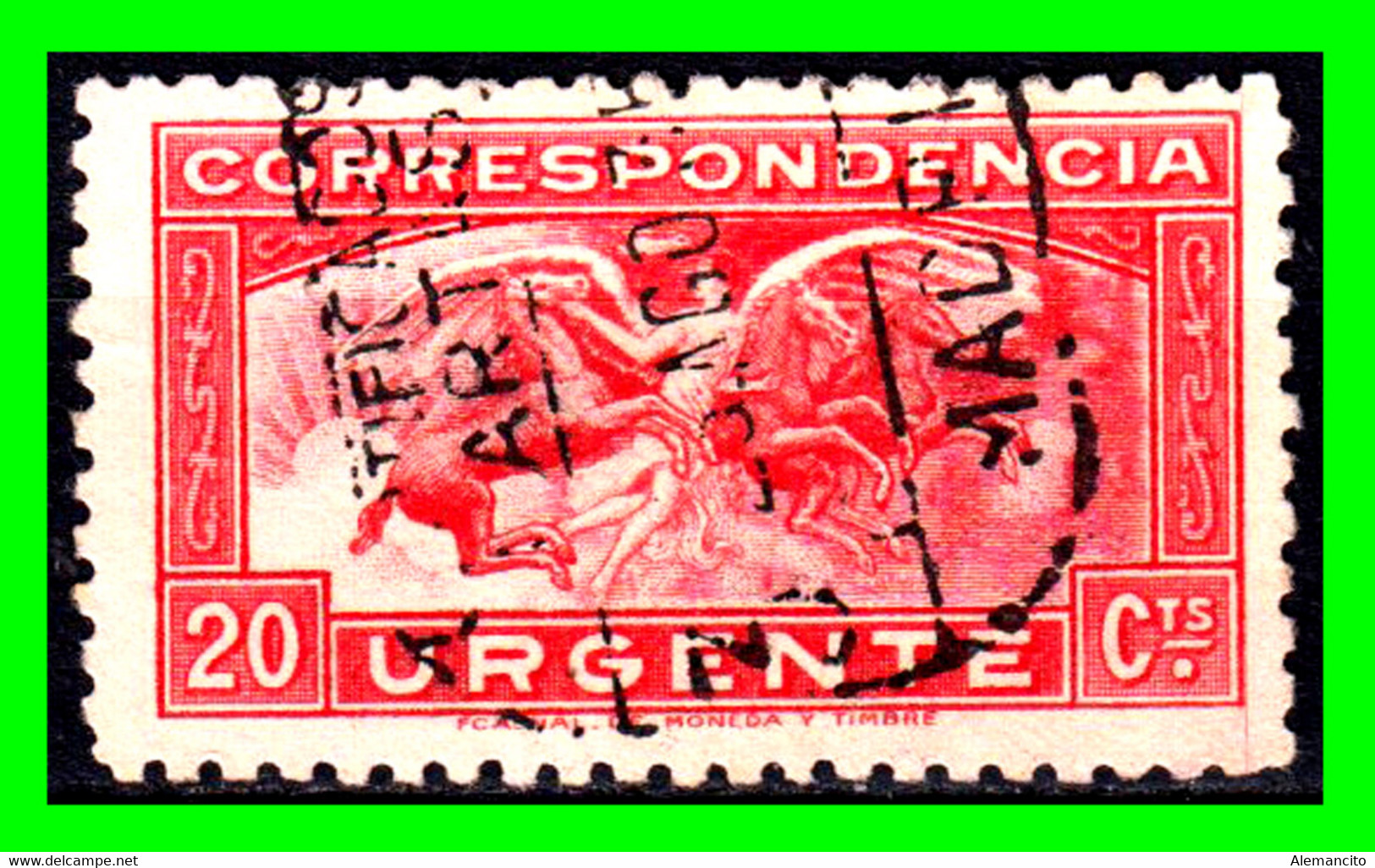 ESPAÑA ( EUROPA ) SELLO DEL AÑO 1933 CORRESPÒNDENCIA URGENTE ( ANGEL Y CABALLOS ) - Special Delivery