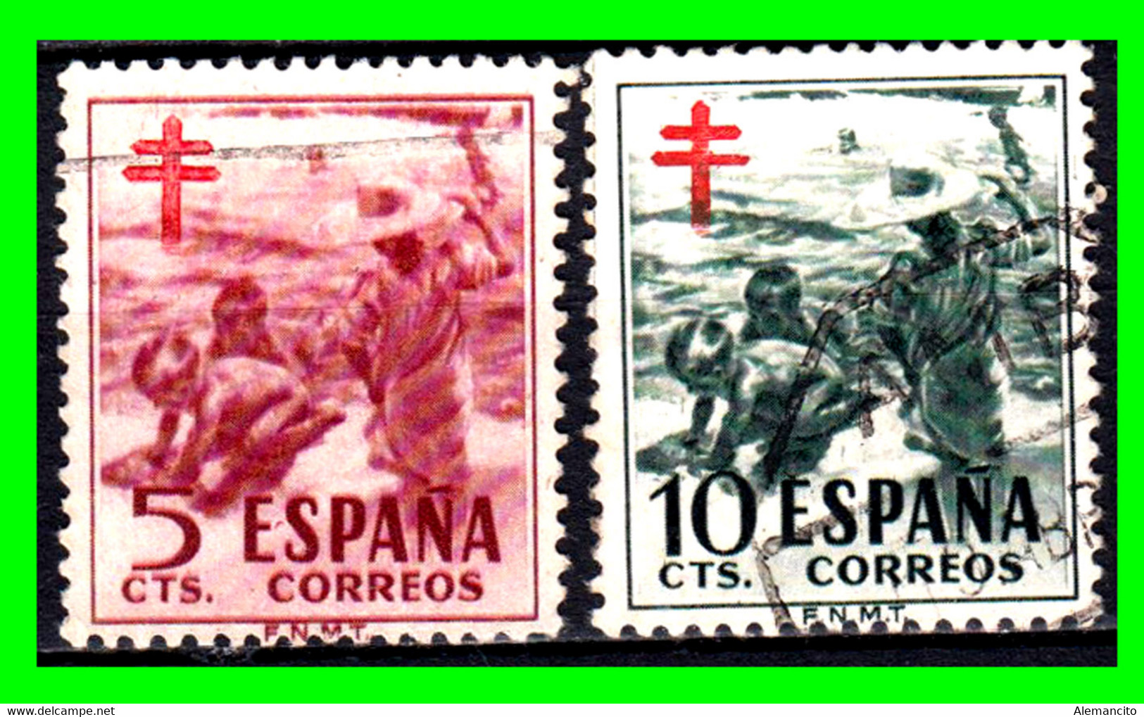 ESPAÑA ( EUROPA ) 2 SELLOS AÑO 1951 PRO TUBERCULOSIS VALOR OO,5 Y O.1O CENTIMOS - Oorlogstaks