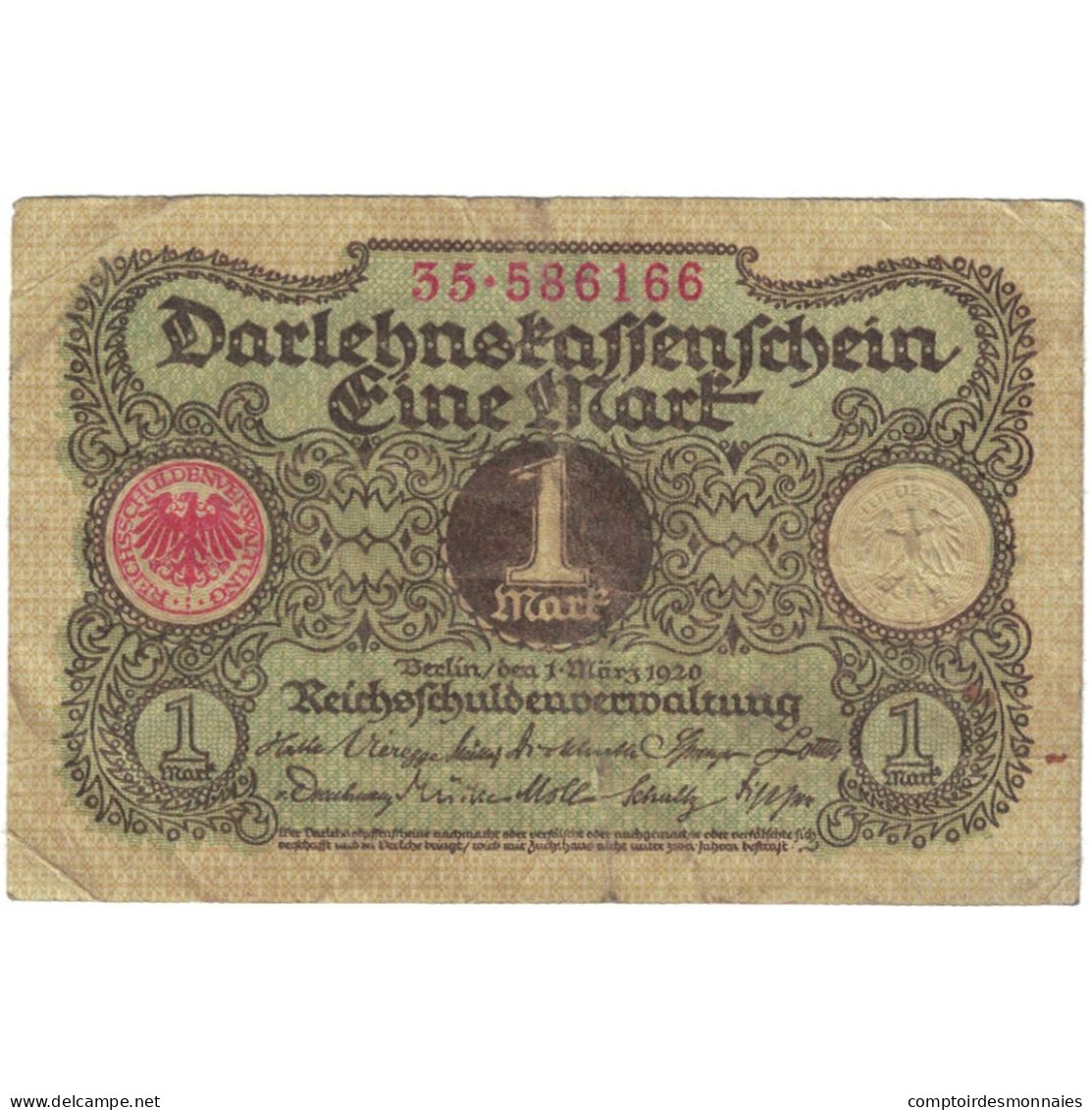 Billet, Allemagne, 1 Mark, 1920, 1920-03-01, KM:58, TB - Deutsche Golddiskontbank