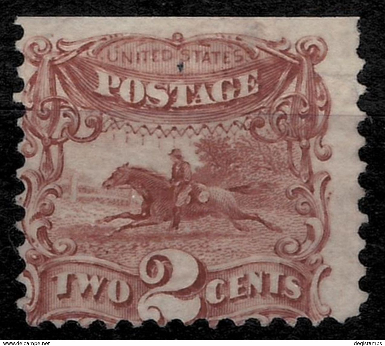 USA Stamp 1869  2 Cent Pony-Express Mi 27 MNG With Grill 9½ X 9mm - Unused Stamps