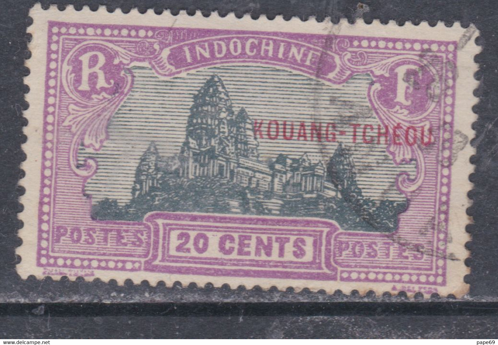 Kouang-Tchéou N° 90 O Timbres D'Indochine Surchargés : 20 C. Lilas Et Vert-gris, Oblitération Légère Sinon TB - Usati