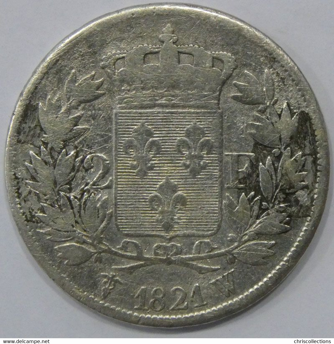 FRANCE - LOUIS XVIII - 2 Francs 1824W - B+ - Gad. : 513 - 2 Francs