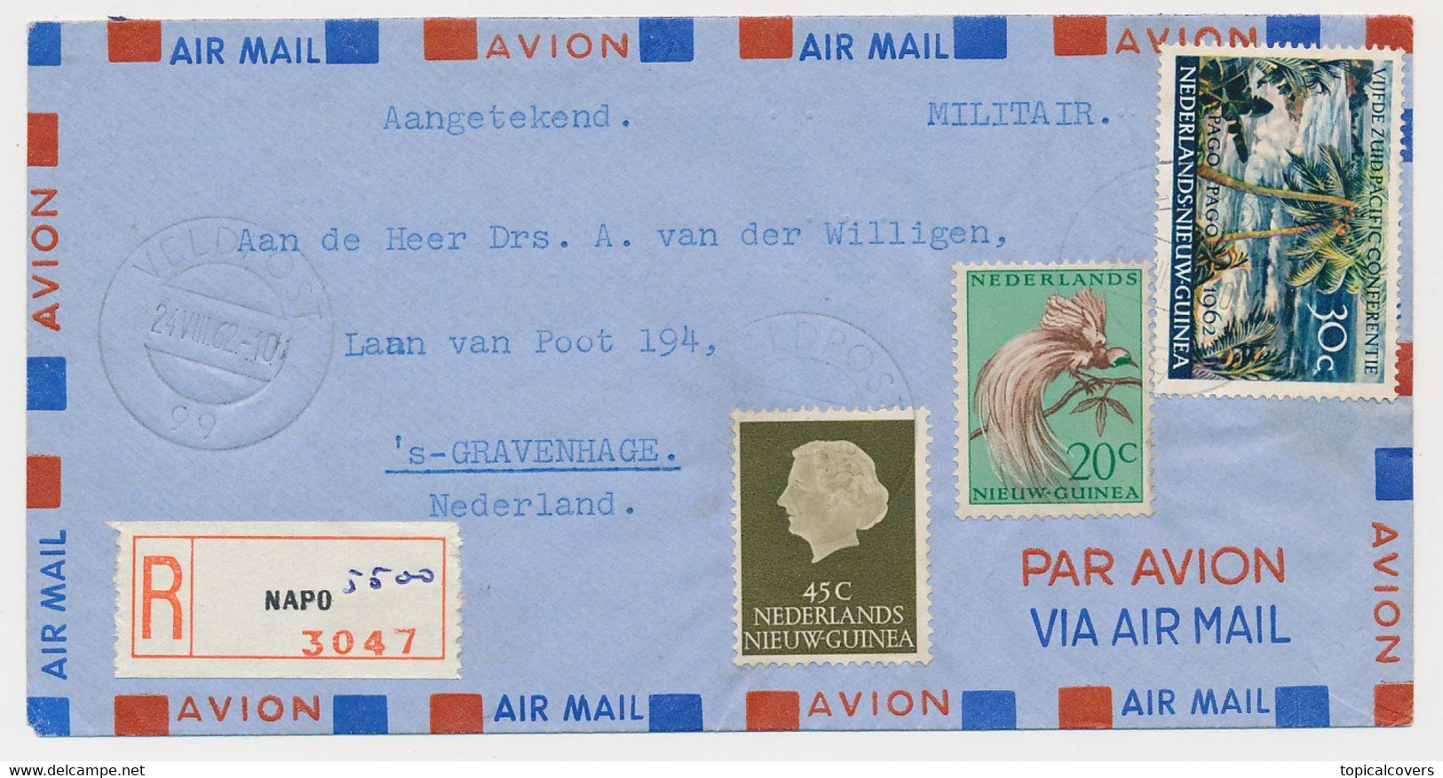 Aangetekend NAPO 5500 / Veldpost 99 Nederlands Nieuw Guinea - Den Haag 1962 - Niederländisch-Neuguinea