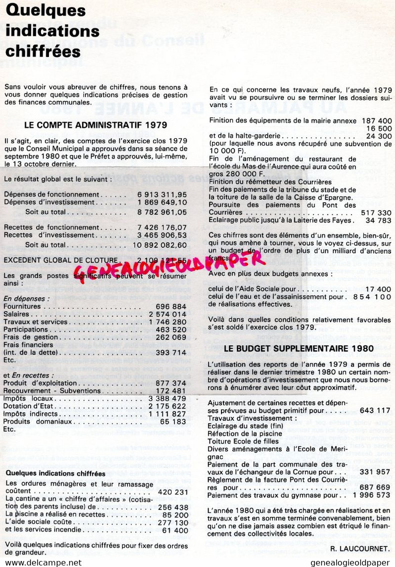 87 - ISLE -BULLETIN MUNICIPAL N° 9- FEVRIER 1981- LAUCOURNET-GYMNASE-AMICALE 3 AGE-BLANCHARD-VOYAGE PARIS-VOLLEY-FNACA- - Historical Documents