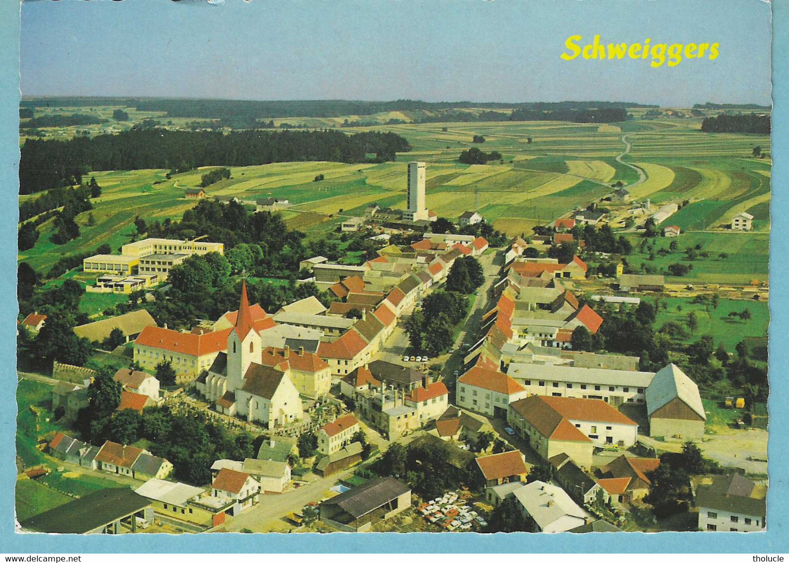 Autriche-Österreich-Schweiggers Im Waldviertel-Zwettl+/-1970-Fliegeraufnahme-Stadt-Kirche-V.Alpine Luftbild, Innsbruck - Zwettl