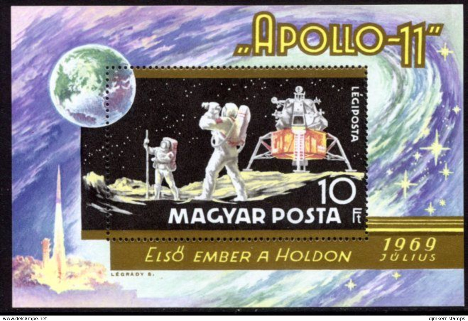 HUNGARY 1969 Apollo 11  Block MNH / **.  Michel Block 72 - Nuovi