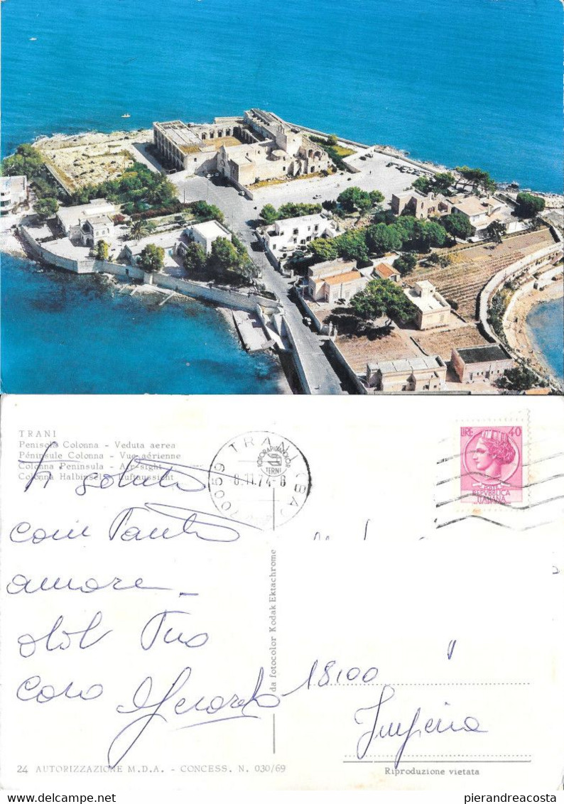 Trani. Penisola Colonna. Veduta Aerea. Viaggiata 1974 - Trani