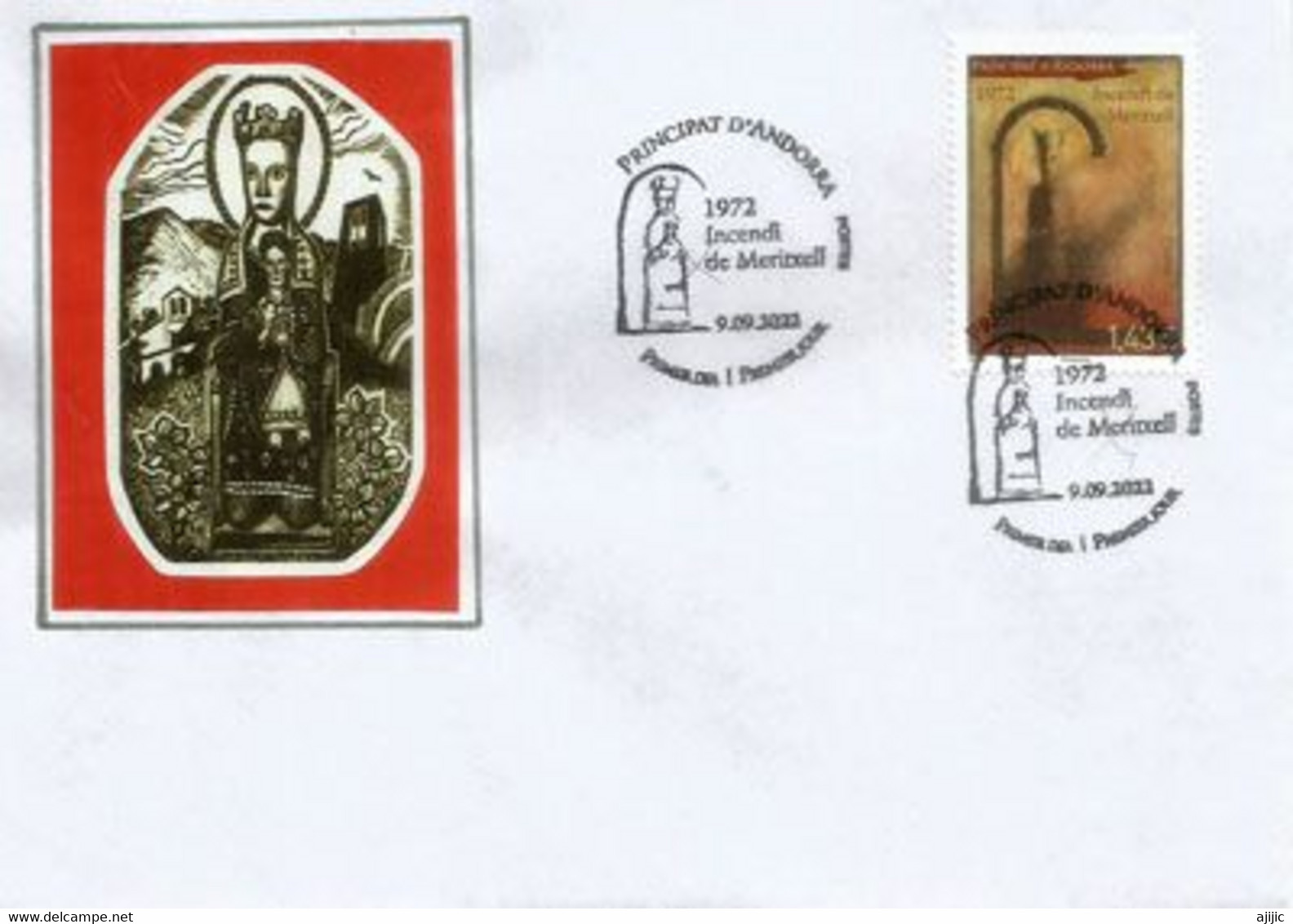 L'incendie Du Sanctuaire Marial De Meritxell. 9 Septembre 1972.  FDC 2022 - Lettres & Documents