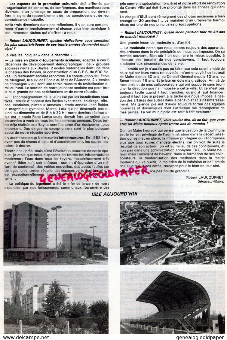 87 -ISLE -BULLETIN MUNICIPAL N° 15- JANVIER 1984-LAUCOURNET-BAYLES-GUNZENHAUSEN-MAS DE L' AURENCE-MUSIQUE-ESPOIRS-TENNIS - Historical Documents