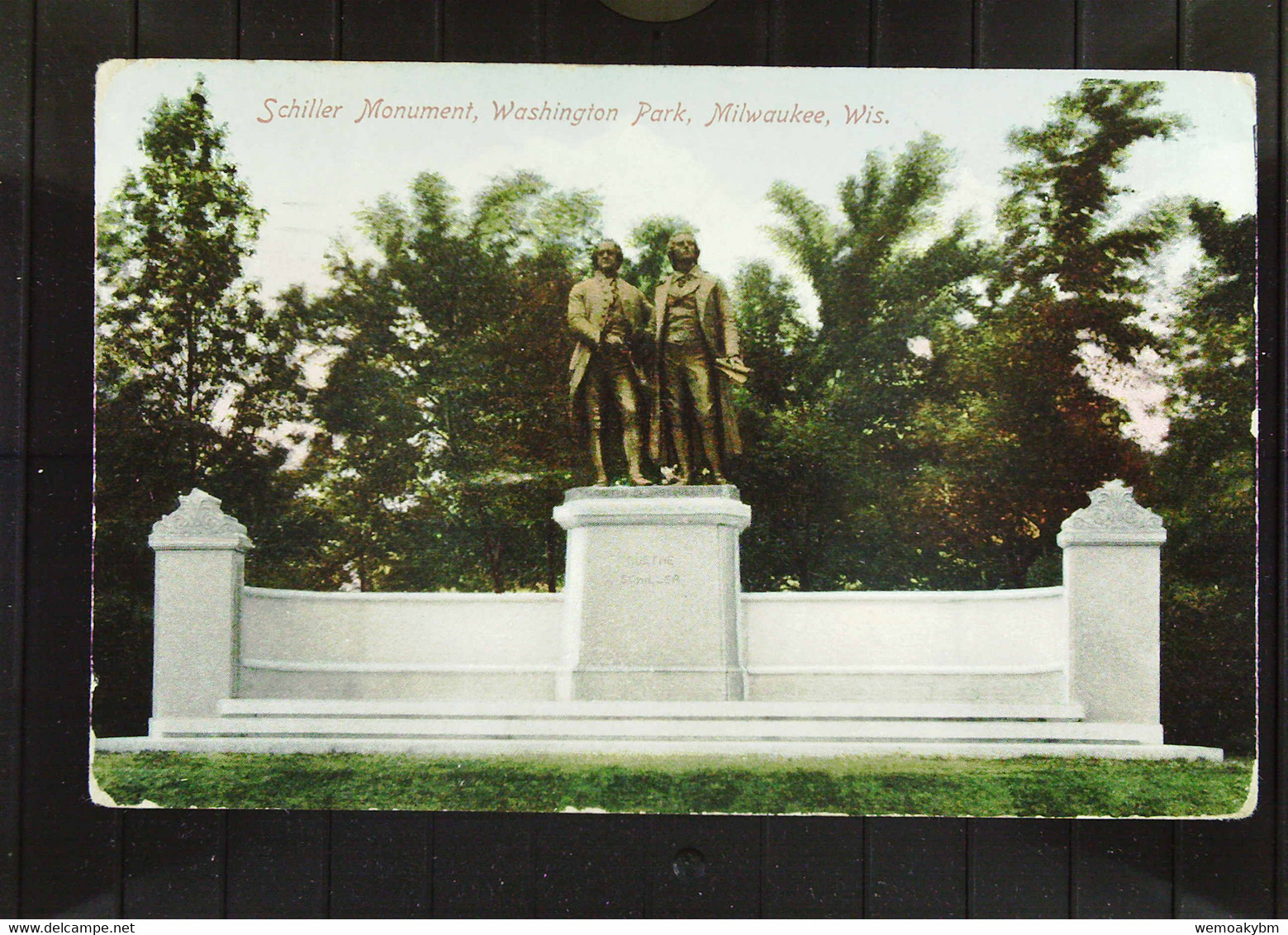 USA: Ansichtskarte Von MILWAUKEE Mit Schiller Monument Im Washington-Park Mit 2 Cent Vom 3.5.1920 - Nach Berlin - Milwaukee