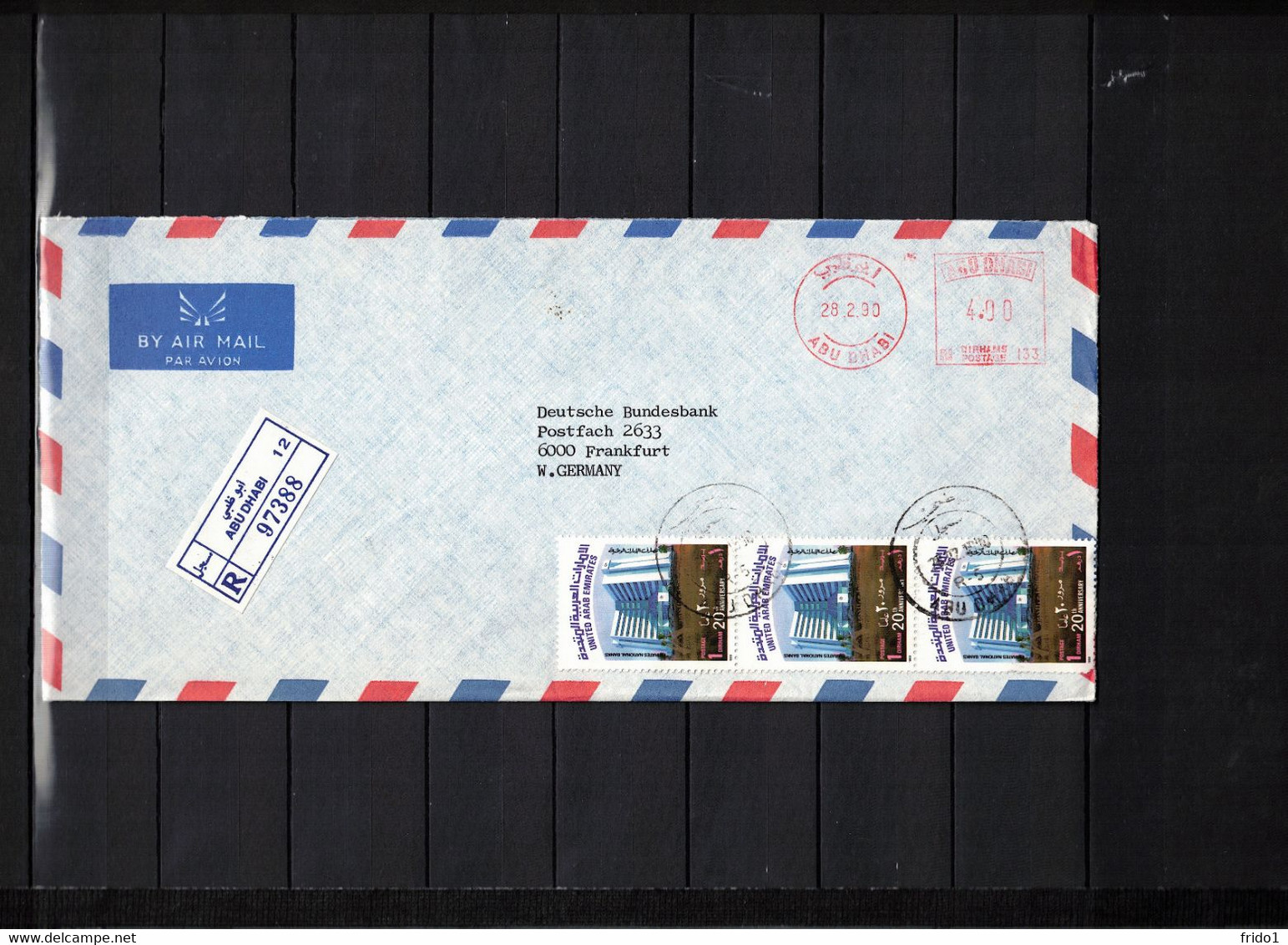 United Arab Emirates 1990 Interesting Airmail Registered Letter - Abu Dhabi