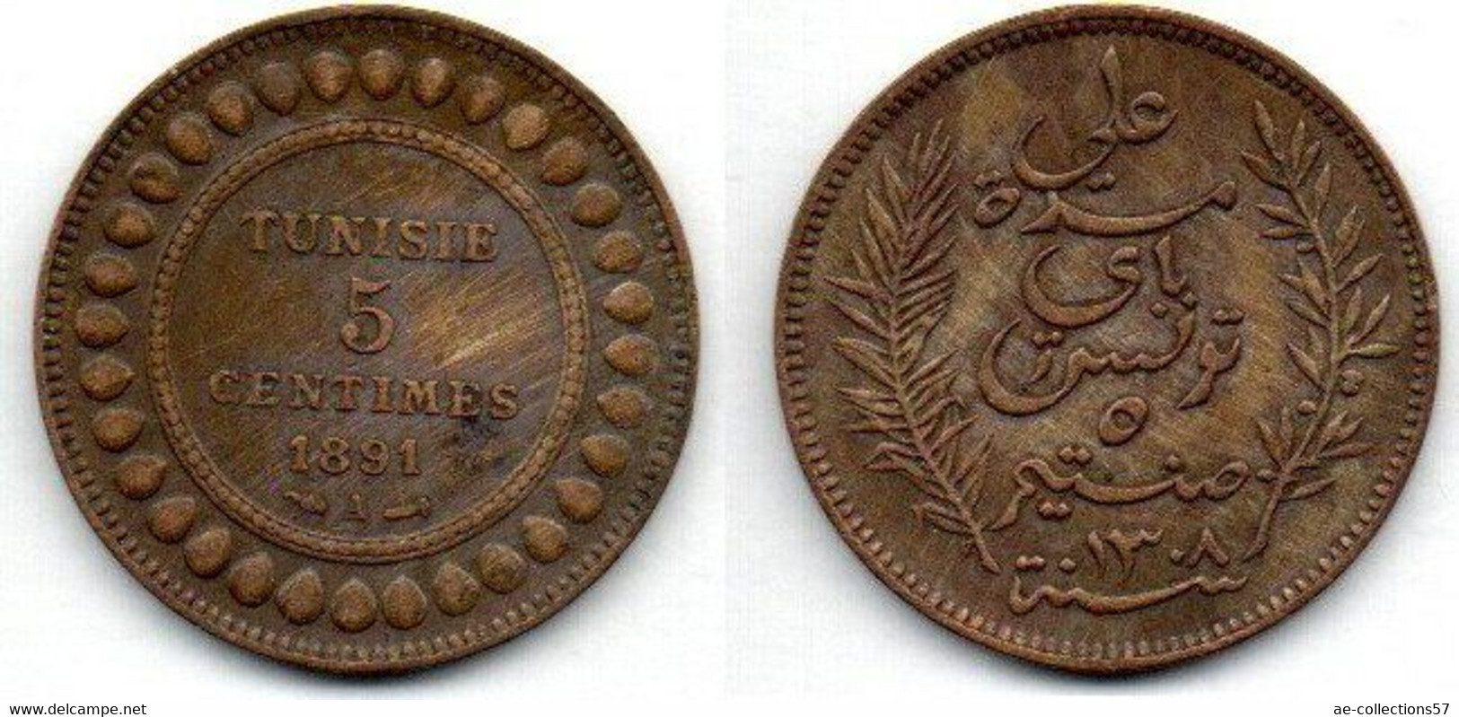 Tunisie - Tunisia 5 Centimes 1891 A TB+ - Tunesien