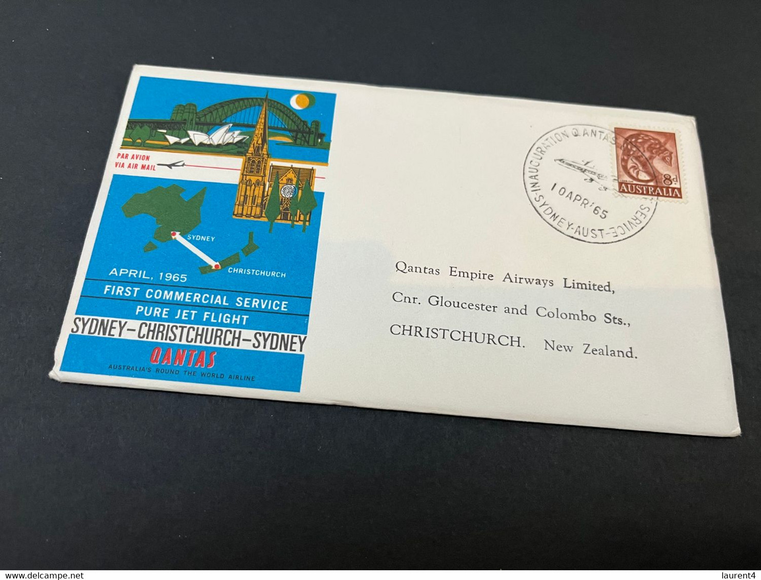 (1 K 27) Australia - Sydney To Christchurch NZ QANTAS (airways) First Flight FDC Cover - 1965 (with OZ Stamp) - Primi Voli