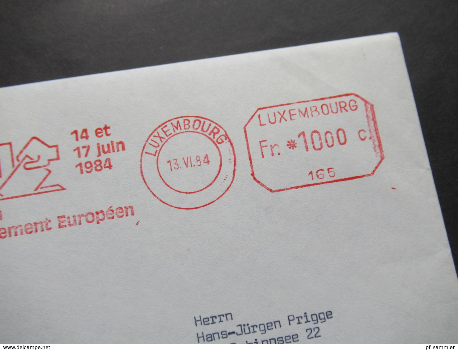 Luxemburg 1984 Freistempel Election Du Parlament Européen Mit Inhalt Eisenbahnmotiv Stempel Aus Jugoslawien - Briefe U. Dokumente