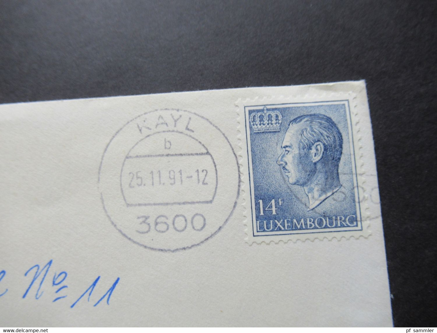 Luxemburg 1989 - 1991 kleines Lot 3 mit Belegen je 1x Stempel Kayl, Luxembourg und Esch-Sur-Alzette