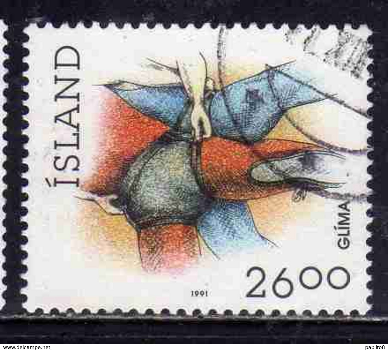 ISLANDA ICELAND ISLANDE ISLAND 1990 SPORTS ICELANDIC WRESTILING SPORT 26.00k USED USATO OBLITERE' - Gebraucht