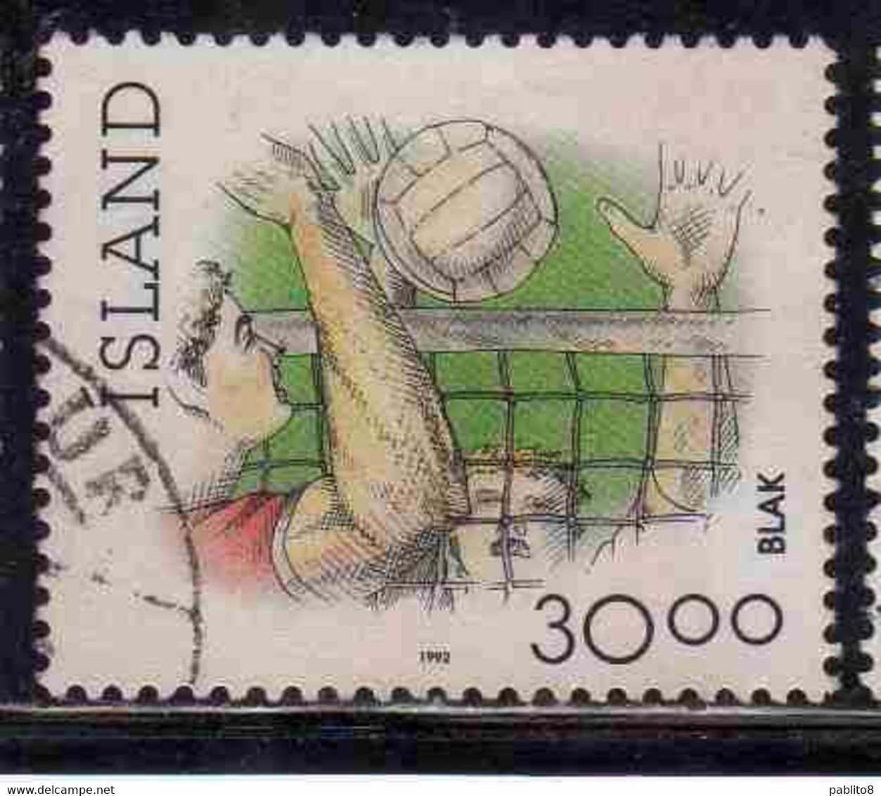 ISLANDA ICELAND ISLANDE ISLAND 1990 SPORTS VOLLEYBALL SPORT 30.00k USED USATO OBLITERE' - Oblitérés