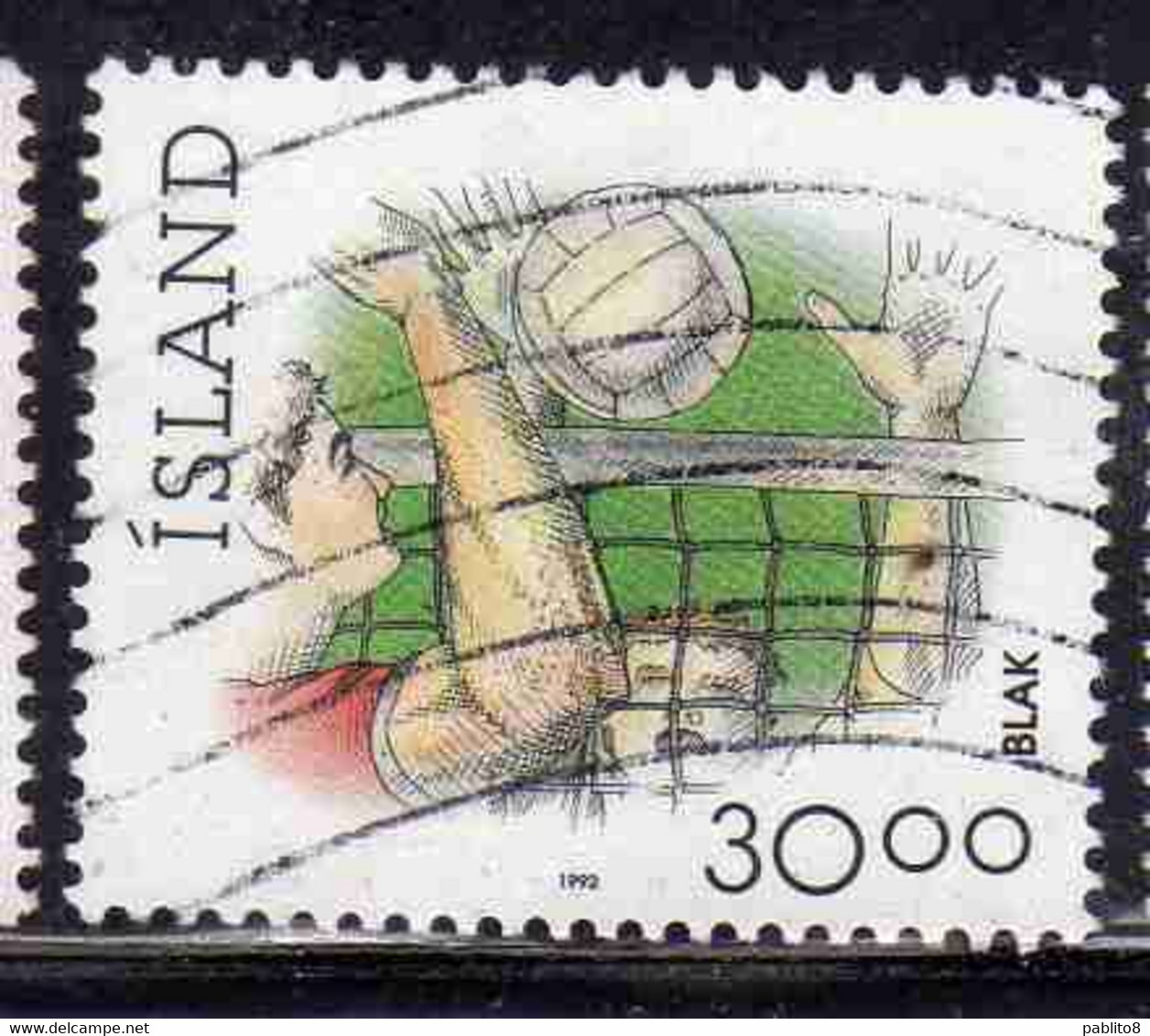 ISLANDA ICELAND ISLANDE ISLAND 1990 SPORTS VOLLEYBALL SPORT 30.00k USED USATO OBLITERE' - Oblitérés