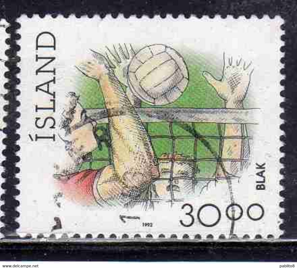 ISLANDA ICELAND ISLANDE ISLAND 1990 SPORTS VOLLEYBALL SPORT 30.00k USED USATO OBLITERE' - Used Stamps