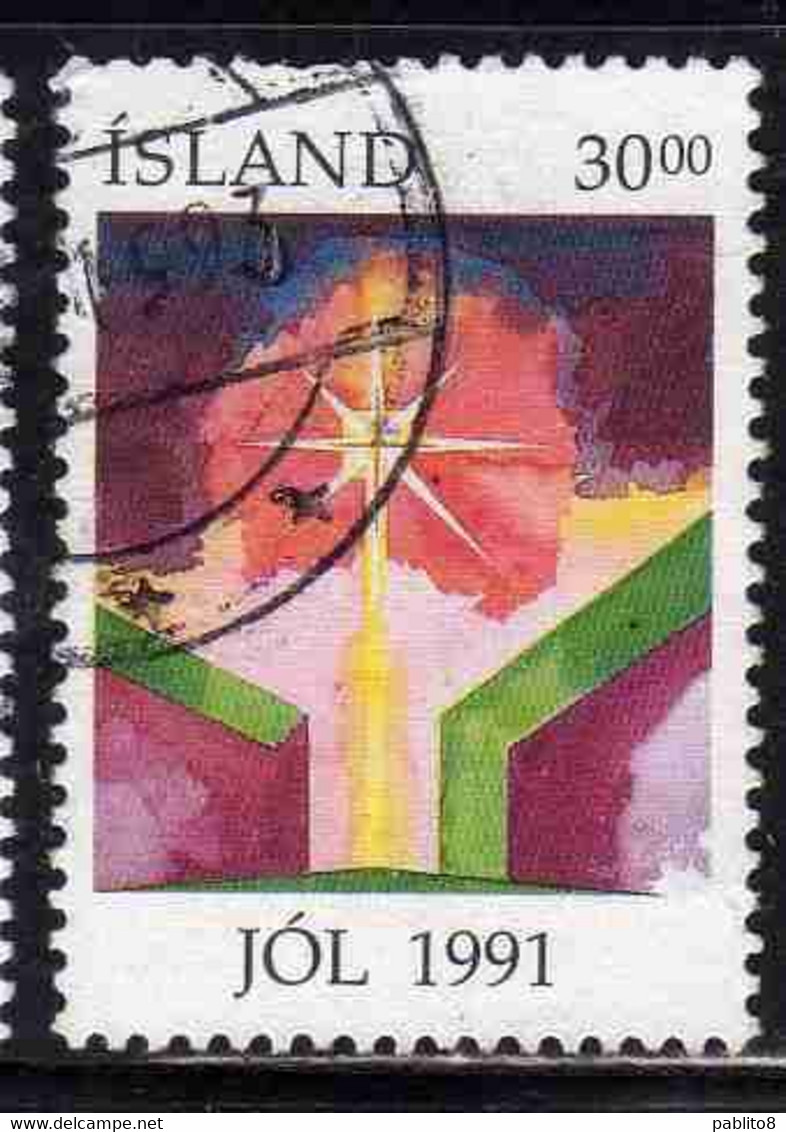 ISLANDA ICELAND ISLANDE ISLAND 1991 CHRISTMAS NATALE NOEL WEIHNACHTEN NAVIDAD JOL 30.00k USED USATO OBLITERE' - Oblitérés